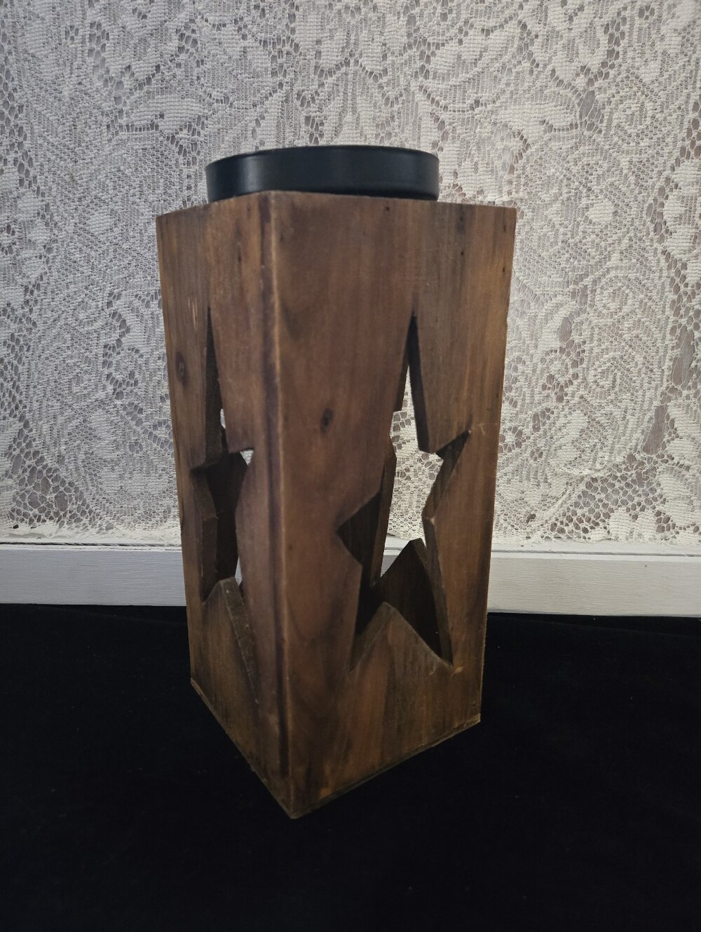 Rustic Wooden Star Cutout Candle Holder Lantern